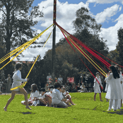 May Pole Dancing at a Steiner School Spring Fair
