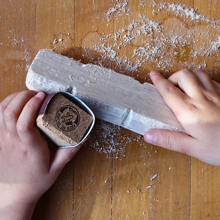 Kids at Work Sanding Blocks with Sand Paper, Australia