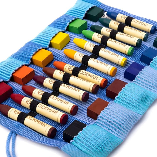 Crayon Cotton Roll-up 12 for Sticks & 12 Blocks - Blue - Mercurius Australia, Available Online