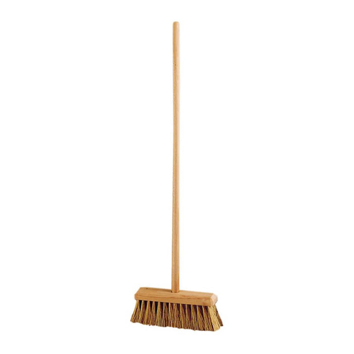 70433005 Gluckskafer Wooden Broom with Palmyra Grain for Outside Use