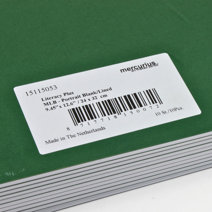 Literacy Lesson Books Portrait 24x32cm alt blank and lined pages, pk of 10 - 1cm spacing, Australia