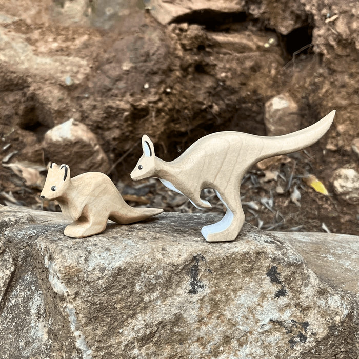 Nom Handcrafted Wooden Toys, Australian Animal Figures for Small World Play in an Outdoor Setting, Available Online