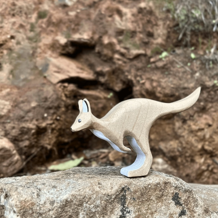 Nom Handcrafted Wooden Toys, Australian Animal Figures for Small World Play in an Outdoor Setting, Available Online