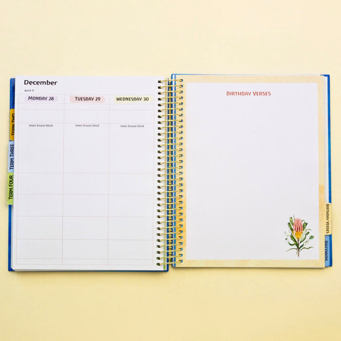 Waldorf Teacher Planner - Kingfisher Design - 2026 A4 Diary