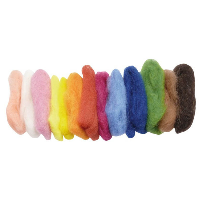70446000 Gluckskafer Plant Dyed Wool Fleece (Marchenwolle) 50g pk of 15 Assorted Colours
