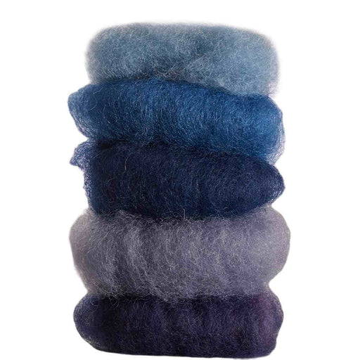 70446035 Gluckskafer Plant Dyed Wool Fleece Mixed Blue Tones 50g